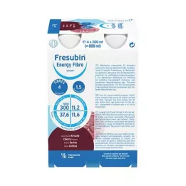 FRESUBIN ENERGY Vláknina DRINK Fľaša na pitie s čerešňou, 4X200 ml