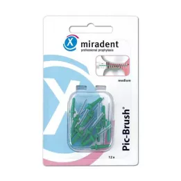 MIRADENT Interd.Pic-Brush náhradná kefa stredne zelená, 12 ks