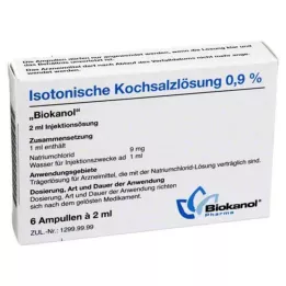 ISOTONISCHE Fyziologický roztok 0,9 % Biokanol ampulky, 6X2 ml