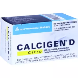 CALCIGEN D Citro 600 mg/400 IU žuvacie tablety, 20 ks