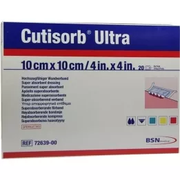 CUTISORB Ultra absorpčné obklady 10x10 cm sterilné, 20 ks