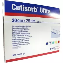 CUTISORB Ultra absorpčné obklady 20x20 cm sterilné, 20 ks