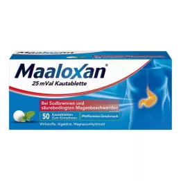 MAALOXAN 25 mVal žuvacie tablety, 50 ks