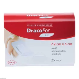 DracoPor Mäkké biele krytie na rany 7,2x5 cm sterilné, 25 ks