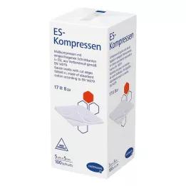 ES-KOMPRESSEN nesterilné 5x5 cm 8-cestné, 100 ks