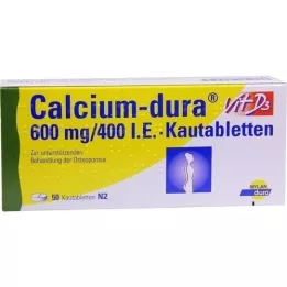 CALCIUM DURA Vit D3 600 mg/400 IU žuvacie tablety, 50 ks