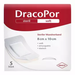 DRACOPOR Obväz na rany 8x10 cm sterilný, 5 ks