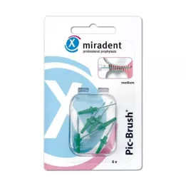 MIRADENT Interd.Pic-Brush náhradná kefa stredne zelená, 6 ks
