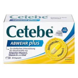 CETEBE ABWEHR plus vitamín C + vitamín D3 + zinkové kapsuly, 30 ks