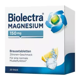 BIOLECTRA Horčík 150 mg Citrónové šumivé tablety, 20 ks
