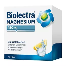 BIOLECTRA Horčík 150 mg Citrónové šumivé tablety, 40 ks