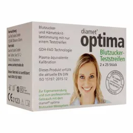 Testovacie prúžky na krvný cukor Diamet optima 2v1, 2x25 kusov