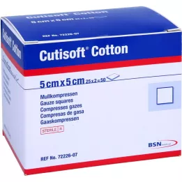 CUTISOFT Bavlnený obklad 5x5 cm sterilný 12-vrstvový, 25X2 ks