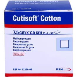 CUTISOFT Bavlna kompr.7,5x7,5 cm ster.12násobná, 25X2 ks