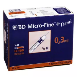 BD MICRO-FINE+ Inzulínová striekačka 0,3 ml U100 0,3x8 mm, 100 ks