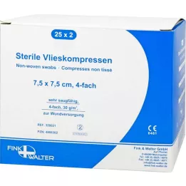 VLIESKOMPRESSEN 7,5 x 7,5 cm sterilný 4-vrstvový, 25 x 2 ks