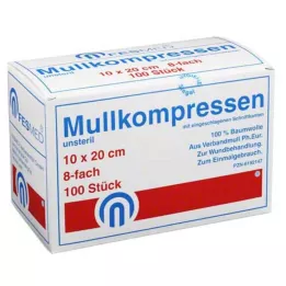 MULLKOMPRESSEN ES 10x20 cm nesterilná 8-vrstvová, 100 ks