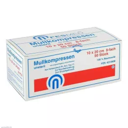 MULLKOMPRESSEN ES 10x20 cm nesterilná 8-násobná, 50 ks