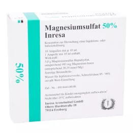 MAGNESIUMSULFAT 50 % Inresa Conc. na injekciu/infúziu, 10 x 10 ml