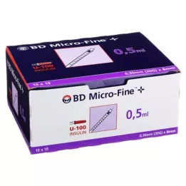BD MICRO-FINE+ Inzulínová striekačka 0,5 ml U100 8 mm, 100X0,5 ml