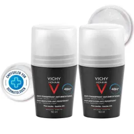 Vichy Homme Deodorant Roll on pre citlivú pokožku 48h Dp (2x50 ml)