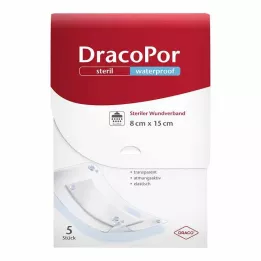 DRACOPOR vodeodolný obväz na rany 8x15 cm sterilný, 5 ks