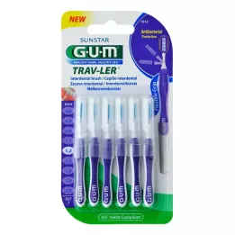 GUM TRAV-LER 1,2mm sviečka fialová medzizubná + 6 vrchnákov, 6 ks