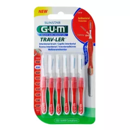 GUM TRAV-LER 0,8mm sviečková červená medzizubná + 6 vrchnáčikov, 6 ks