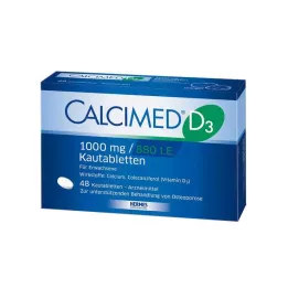 CALCIMED D3 1000 mg/880 I.E. žuvacie tablety, 48 ks