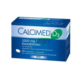 CALCIMED D3 1000 mg/880 I.E. žuvacie tablety, 96 ks