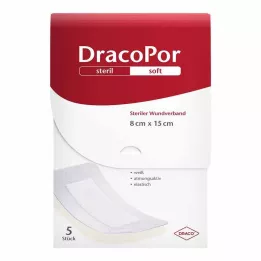 DRACOPOR Obväz na rany 8x15 cm sterilný, 5 ks
