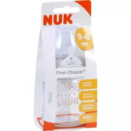 NUK First Choice+ sklenená fľaša 120ml silikónová sacia veľkosť 1S, 1 kus