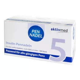PEN-NADELN Univerzálnych 5 kanýl 0,23x5 mm 32 G, 100 ks