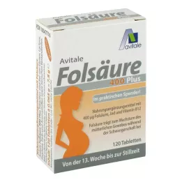 FOLSÄURE 400 Plus B12+Jódových tabliet, 120 ks