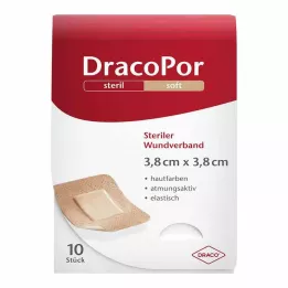 DRACOPOR Krytie na rany 3,8 x 3,8 cm sterilné farby kože, 10 ks