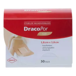 DracoPor Mäkké krytie na rany vo farbe kože 3,8 x 3,8 cm sterilné, 50 ks