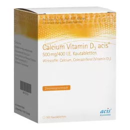 CALCIUM VITAMIN D3 acis 500 mg/400 I.E. žuvacie tablety, 100 ks