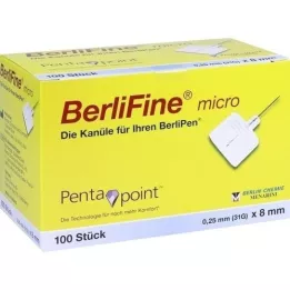 BERLIFINE mikrokanyly 0,25x8 mm, 100 kusov