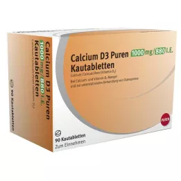 CALCIUM D3 Puren 1000 mg/880 I.E. žuvacie tablety, 90 ks