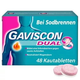 GAVISCON Duálne 250 mg/106,5 mg/187,5 mg žuvacie tablety, 48 kusov