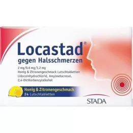 LOCASTAD na bolesti hrdla medovo-citrónový Lut.-T., 24 ks