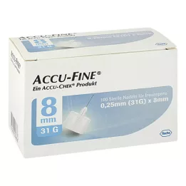 ACCU FINE sterilné ihly pre inzulínové perá 8 mm 31 G, 100 ks