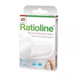 RATIOLINE Obväz na rany 7x5 cm sterilný, 5 ks