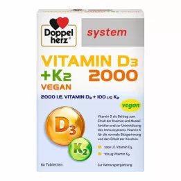 DOPPELHERZ Tablety systému Vitamín D3 2000+K2, 60 ks