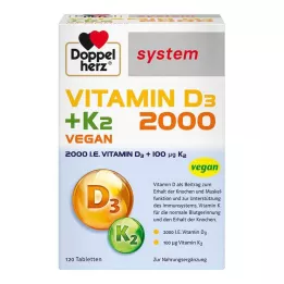 DOPPELHERZ Tablety systému Vitamín D3 2000+K2, 120 ks