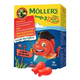MÖLLERS Omega-3 žuvacie tablety Jelly Fish Jahoda, 36 ks
