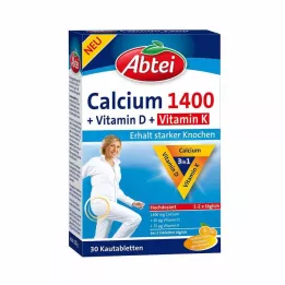 ABTEI Vápnik 1400+Vitamín D3+K Žuvacie tablety, 30 ks