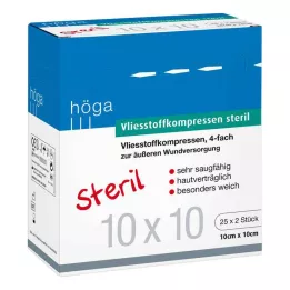 VLIESSTOFF-KOMPRESSEN sterilný 10x10 cm 4-násobný, 25X2 ks