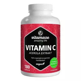 VITAMIN C 160 mg Acerola extract čisté vegánske kapsuly, 180 ks