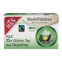 H&amp;S Organický zelený čaj z filtračných vreciek Darjeeling, 20X2 g
